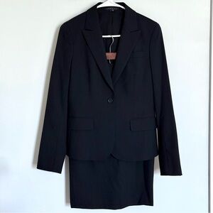 Theory Gabe B Broadway Blazer Jacket Pencil Skirt Suit Set Wool Blend Black 6